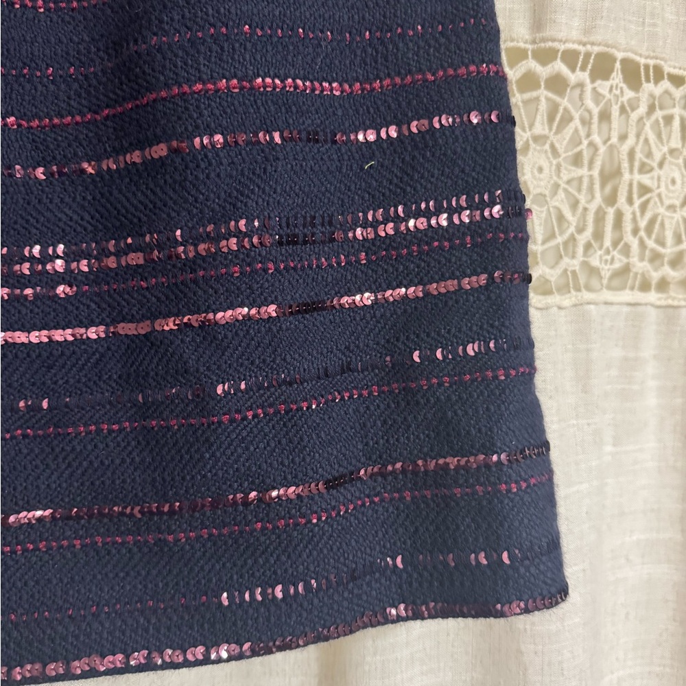 CHANEL 00A Navy Wine Sequin Tweed Skirt Size 38 - Picture 2 of 7